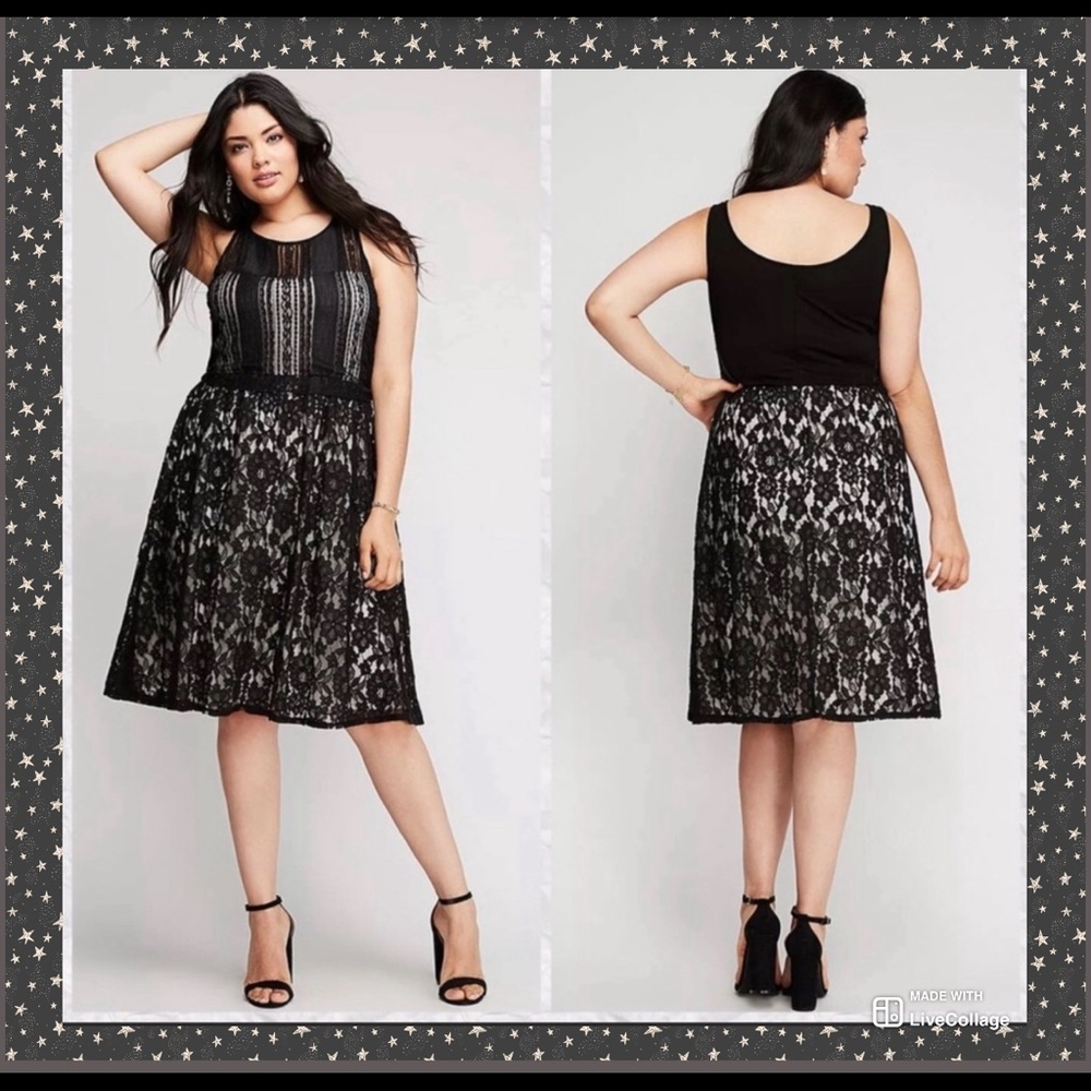 Lane Bryant Black Lace Fit and Flare Dress